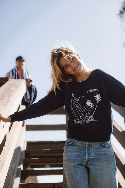 Sailing California Embroidered Favorite Sweatshirt
